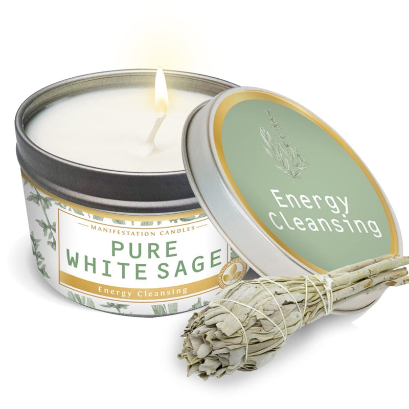 Tin Candle Manifestation, Pure White Sage, 6 oz