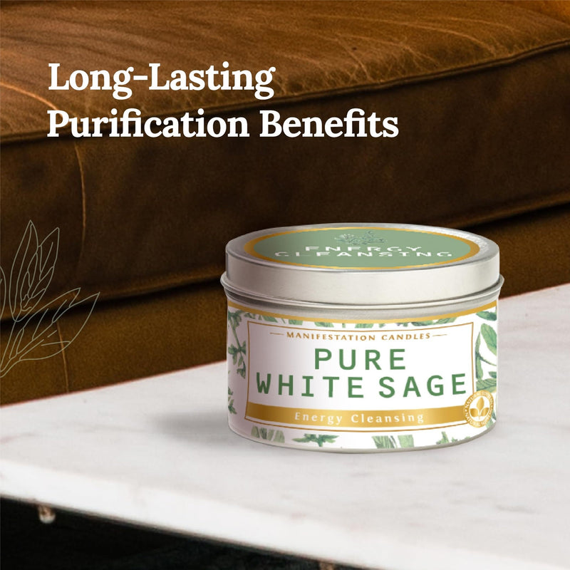 Tin Candle Manifestation, Pure White Sage, 6 oz