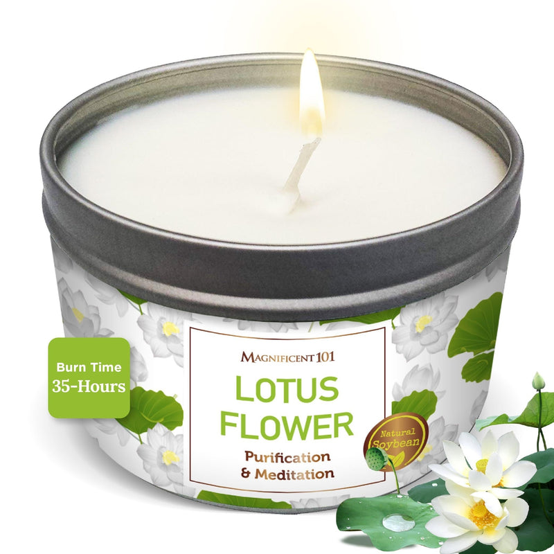 Tin Candle Lotus Flower, Purification & Meditation, 6 oz