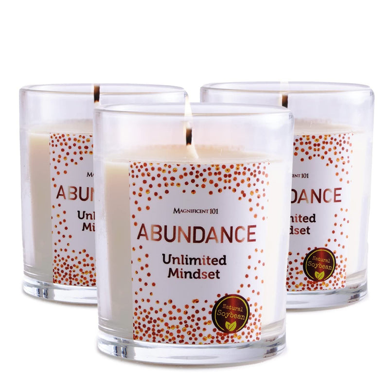 Glass Candle Aff. 3 Pack, Abundance - Unl. Mindset, 3.5 oz