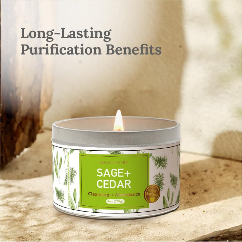 Tin Candle House Cleansing, Sage + Cedar, 6 oz