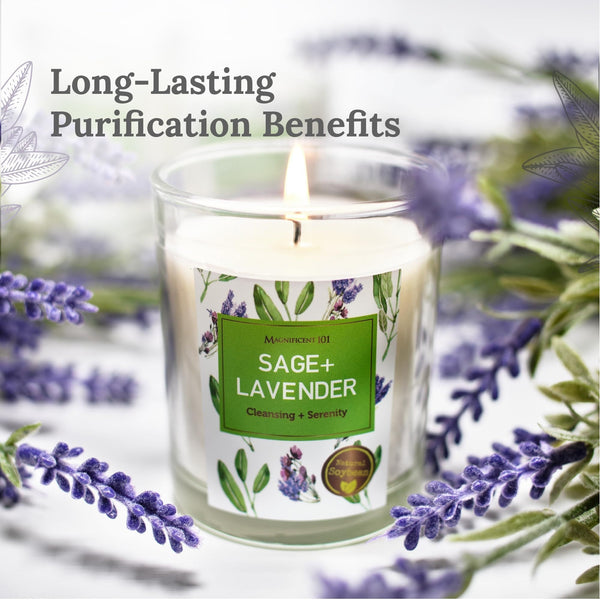 Glass Candle Energy 3 Pack, Sage + Lavander, 3.5 oz