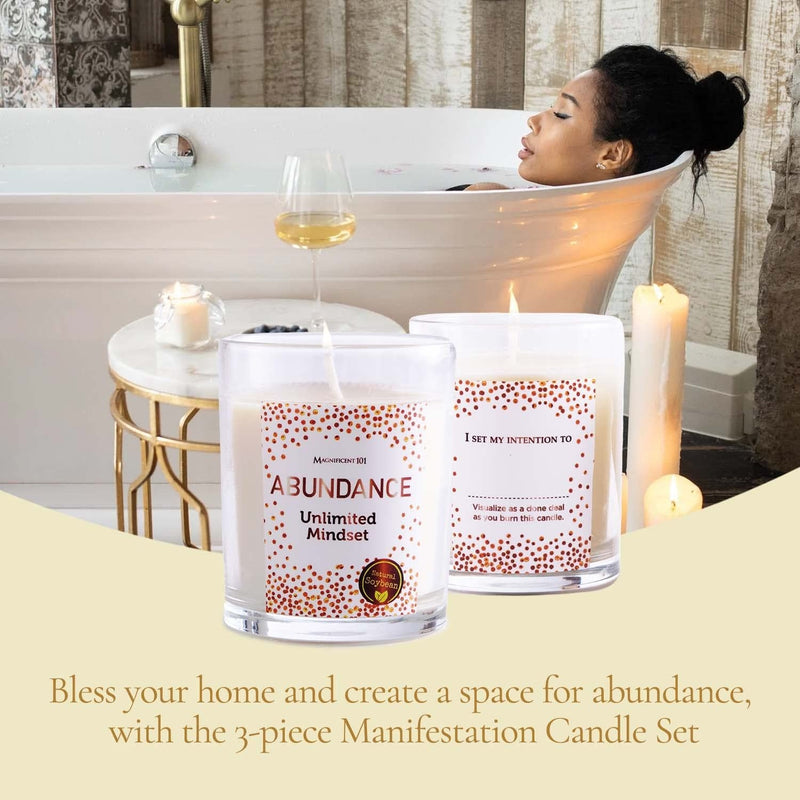 Glass Candle Aff. 3 Pack, Abundance - Unl. Mindset, 3.5 oz