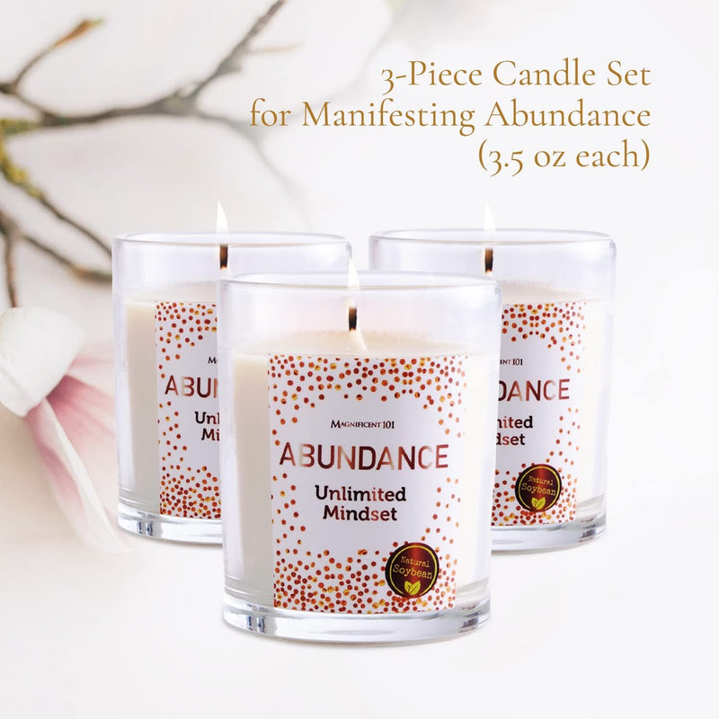 Glass Candle Aff. 3 Pack, Abundance - Unl. Mindset, 3.5 oz