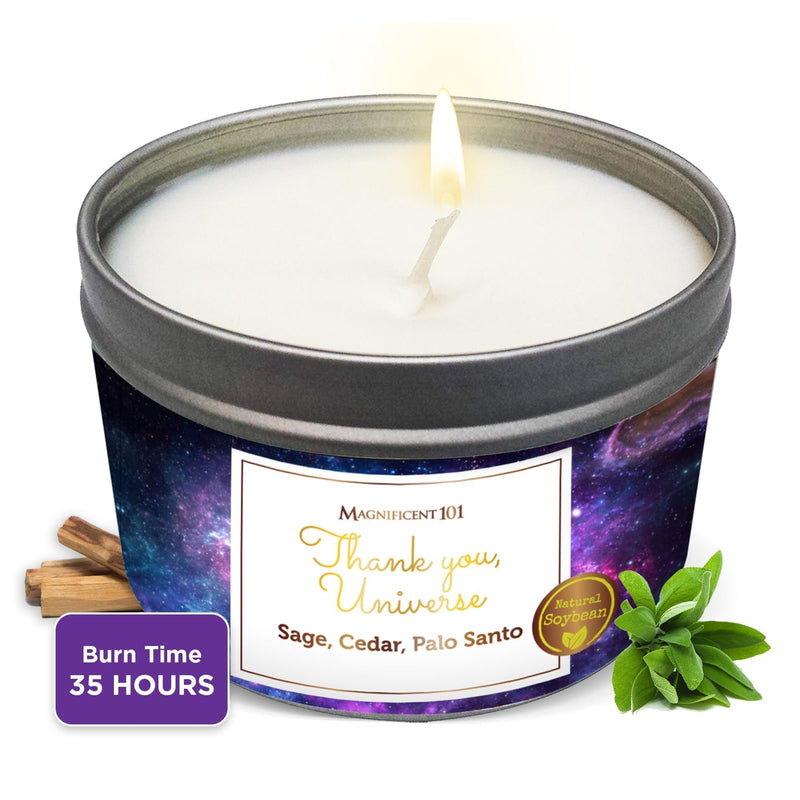 Tin Candle Affirmation, Thank You, Universe, 6 oz