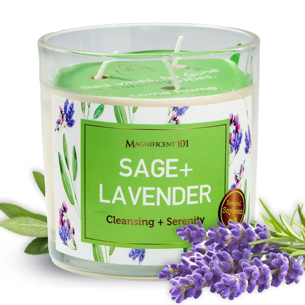 Glass Candle Energy, Sage + Lavender, 14 oz