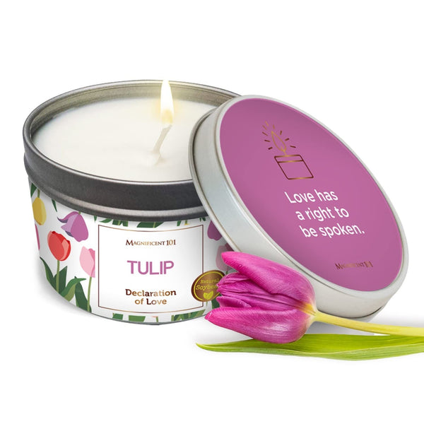 Tin Candle Flower Intention, Tulip, 6 oz