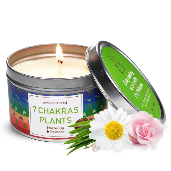 Tin Candle Soothing, 7 Charkras Plants, 6 oz