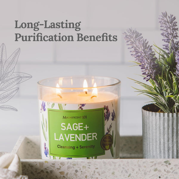 Glass Candle Energy, Sage + Lavender, 14 oz