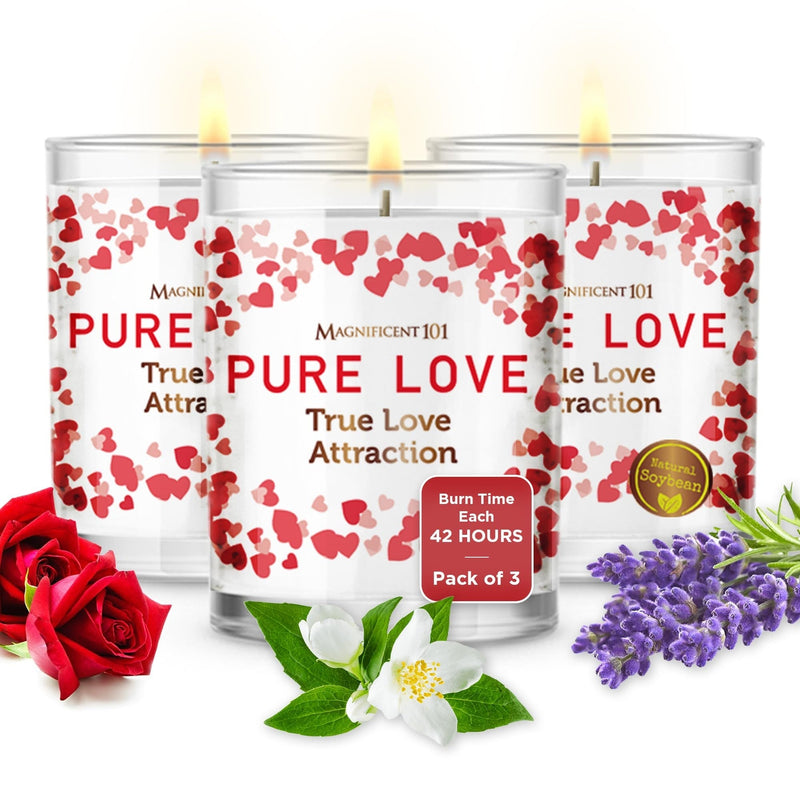 Glass Candle Aff. 3 Pack, Pure Love - True Love, 3.5 oz