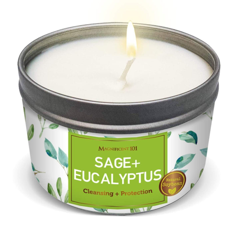 Tin Candle House Cleansing, Sage + Eucalyptus, 6 oz