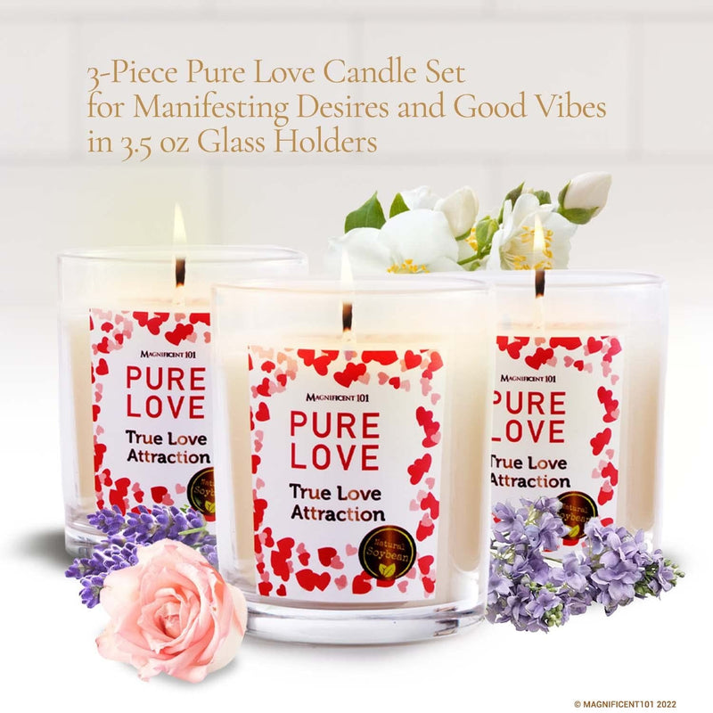 Glass Candle Aff. 3 Pack, Pure Love - True Love, 3.5 oz