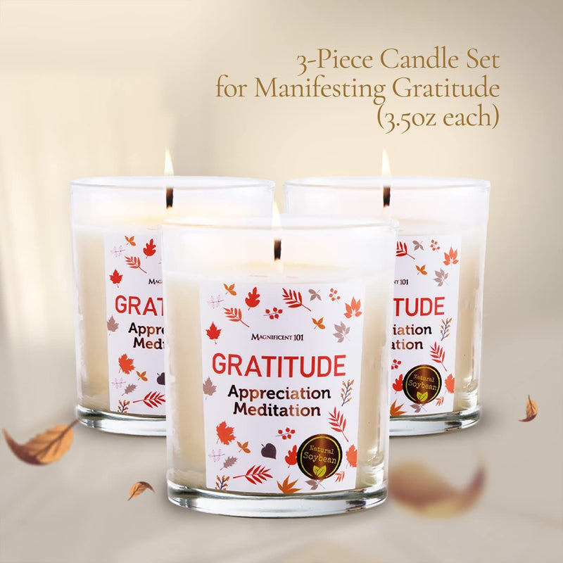 Glass Candle Aff. 3 Pack, Gratitude - Meditation, 3.5 oz