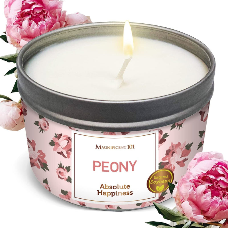 Tin Candle Flower Intention, Peony, 6 oz