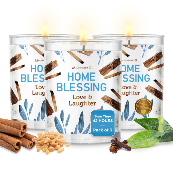 Glass Candle Aff. 3 Pack, Home Blessing - Laughter, 3.5 oz