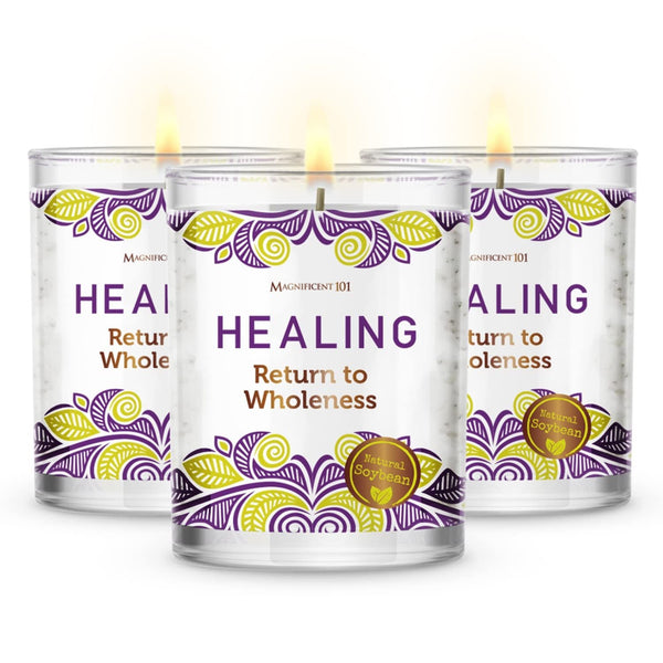 Glass Candle Aff. 3 Pack, Healing - Wholeness , 3.5 oz