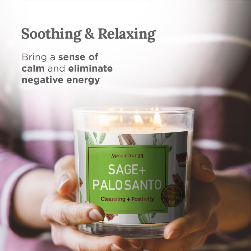 Glass Candle Energy, Sage + Palo Santo, 14 oz