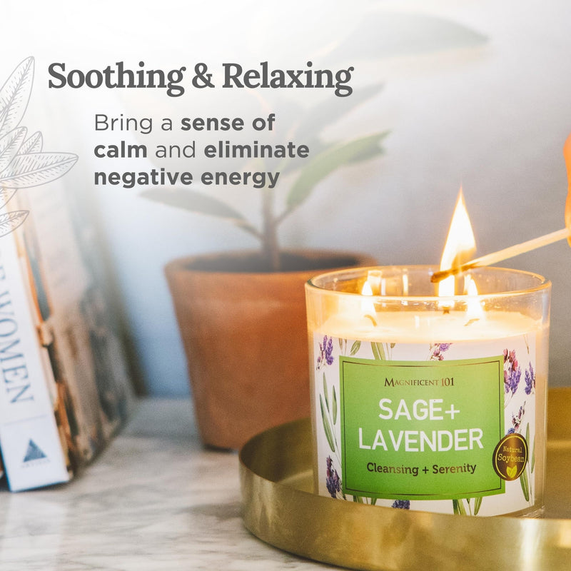 Glass Candle Energy, Sage + Lavender, 14 oz