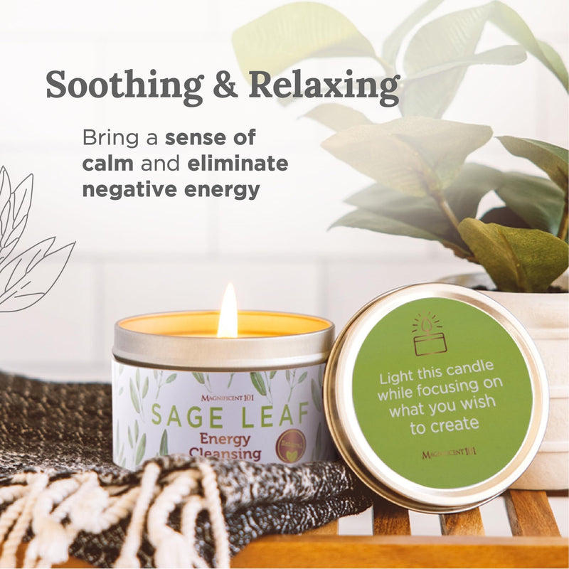 Tin Candle Energy Cleansing, Sage Leaf, 6 oz