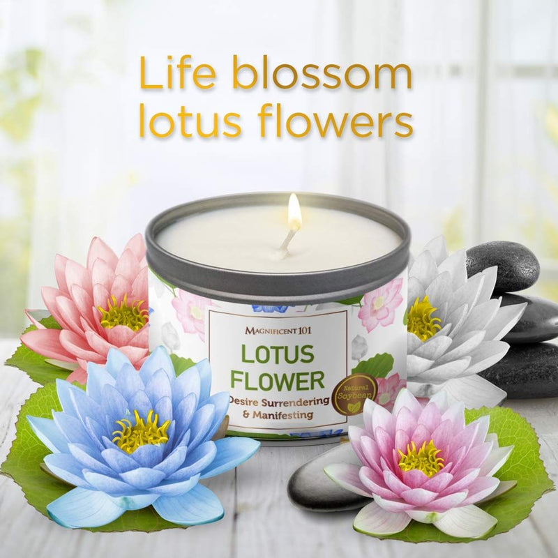 Tin Candle Lotus Flower, Desire Surrendering, 6 oz