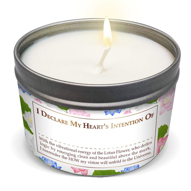 Tin Candle Lotus Flower, Desire Surrendering, 6 oz