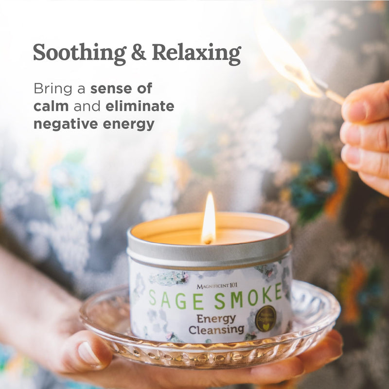 Tin Candle Negative Energy, Sage Smoke, 6 oz