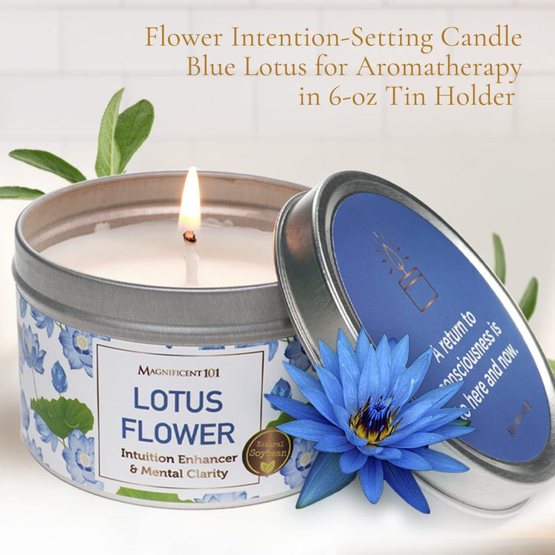 Tin Candle Lotus Flower, Intuition Enhancery, 6 oz