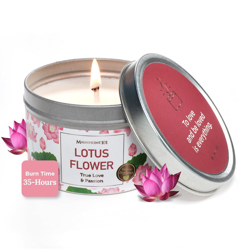 Tin Candle Lotus Flower, True Love & Passion, 6 oz