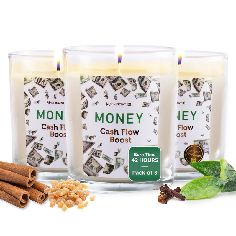 Glass Candle Aff. 3 Pack, Money - Cash Flow Boost, 3.5 oz