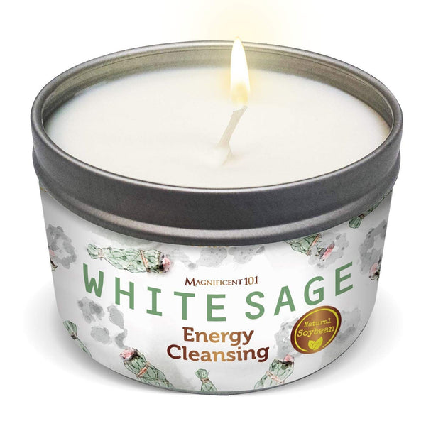 Tin Candle Negative Energy, White Sage, 6 oz