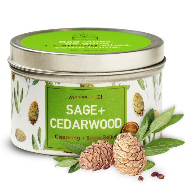 Tin Candle House Cleansing, Sage + Cedarwood, 6 oz