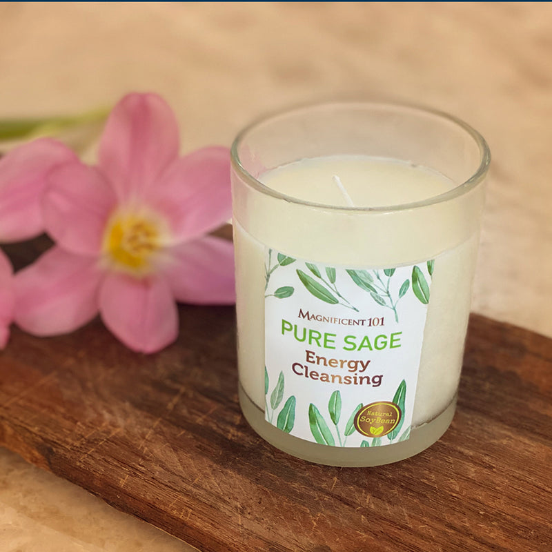 PURE SAGE - Smudge Candle for House Energy Cleansing