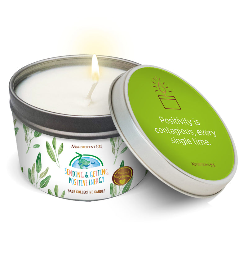 "SENDING AND GETTING POSITIVE ENERGY" SAGE COLLECTIVE Candle