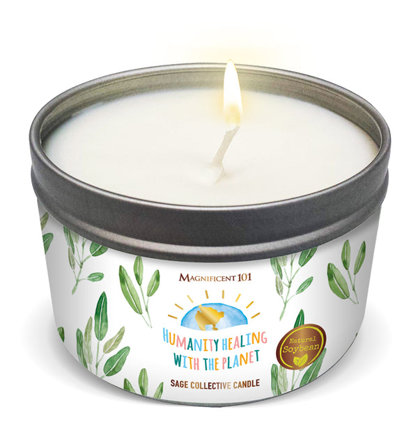 "HUMANITY HEALING WITH THE PLANET" SAGE COLLECTIVE Candle